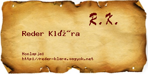 Reder Klára névjegykártya
